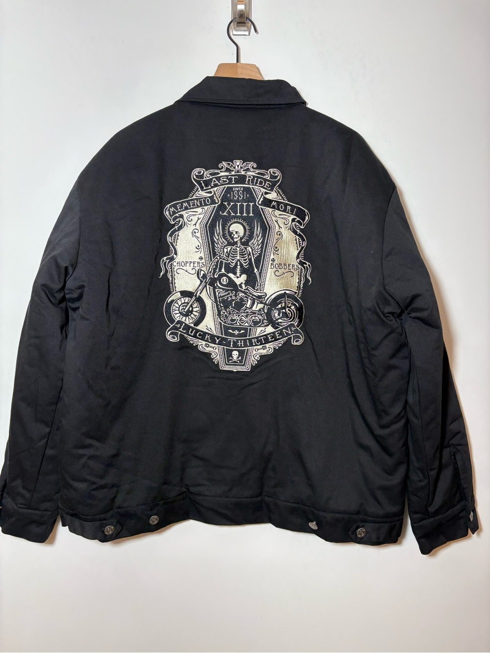 Lucky 13 Jacket Mens 2XL Black Zip-Up Bikes Last Ride Skull Motorcycle Jacket